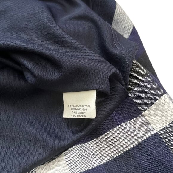 Eva Franco Plaid Halter Linen Blend Knee Length Dress Navy Size 2 - Picture 11 of 15